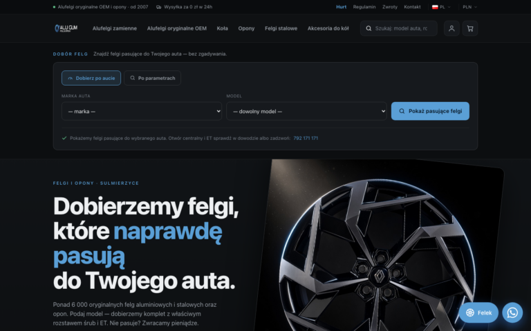 ALU-GUM - Sklep z Felgami OEM na Pięć Rynków, z Własną Integracją Allegro i Wysyłki