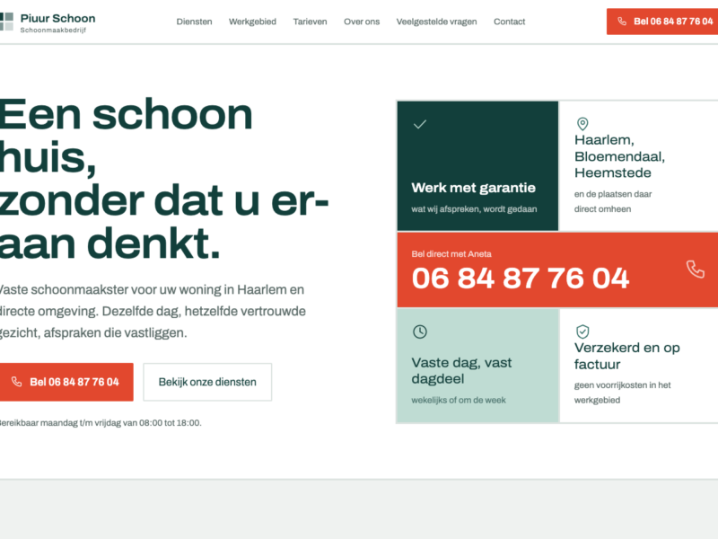 Strona internetowa schoonhaarlem.nl - firma sprzątająca Haarlem